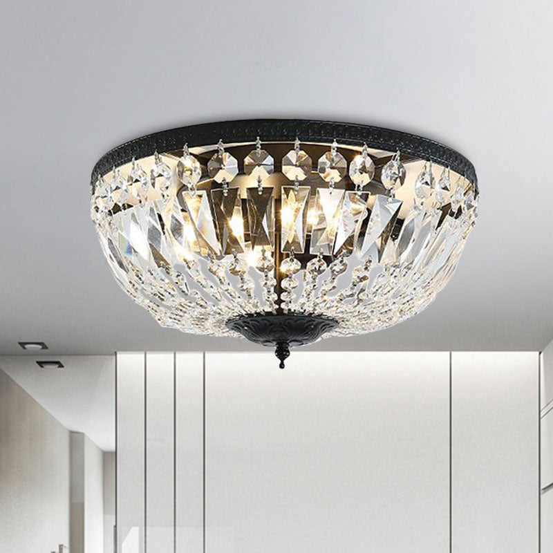 Crystal Strands Shade Flushmount Light Metal Finish Flush Mount Light