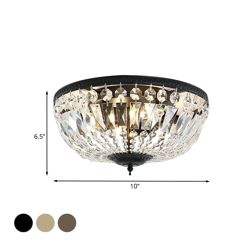 Crystal Strands Shade Flushmount Light Metal Finish Flush Mount Light