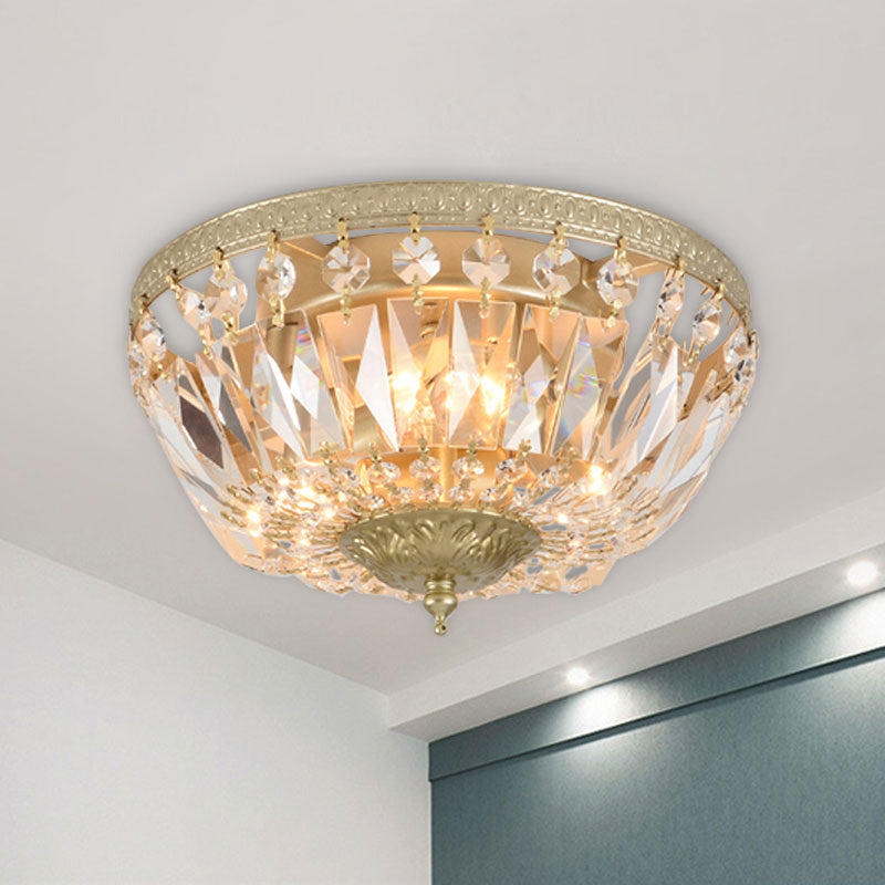 Crystal Strands Shade Flushmount Light Metal Finish Flush Mount Light