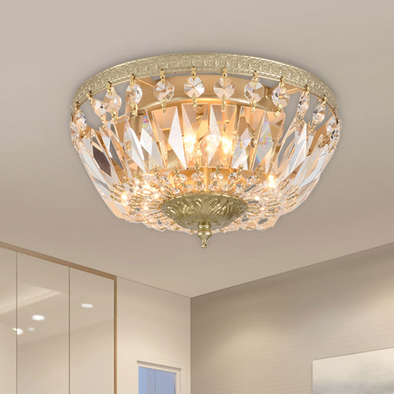 Crystal Strands Shade Flushmount Light Metal Finish Flush Mount Light