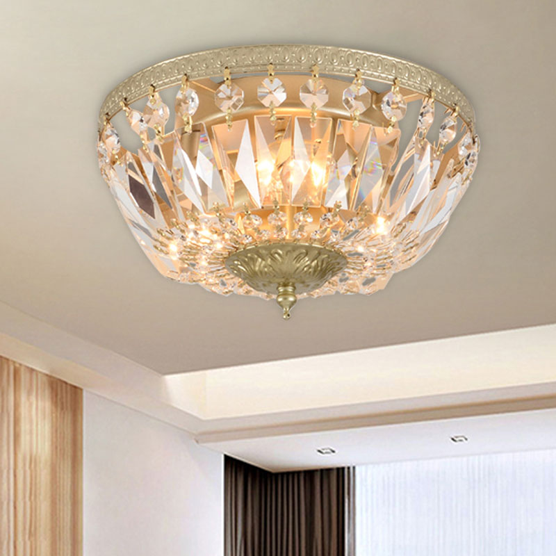 Crystal Strands Shade Flushmount Light Metal Finish Flush Mount Light