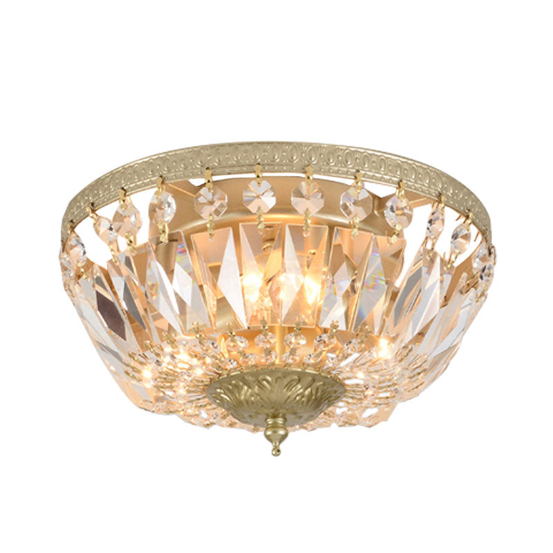 Crystal Strands Shade Flushmount Light Metal Finish Flush Mount Light
