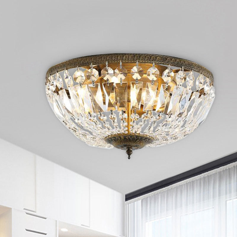 Crystal Strands Shade Flushmount Light Metal Finish Flush Mount Light