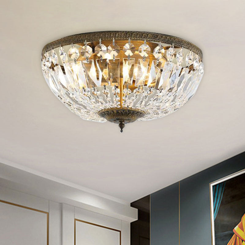 Crystal Strands Shade Flushmount Light Metal Finish Flush Mount Light