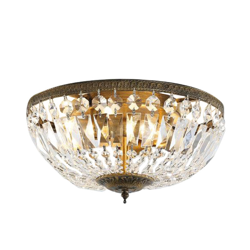 Crystal Strands Shade Flushmount Light Metal Finish Flush Mount Light