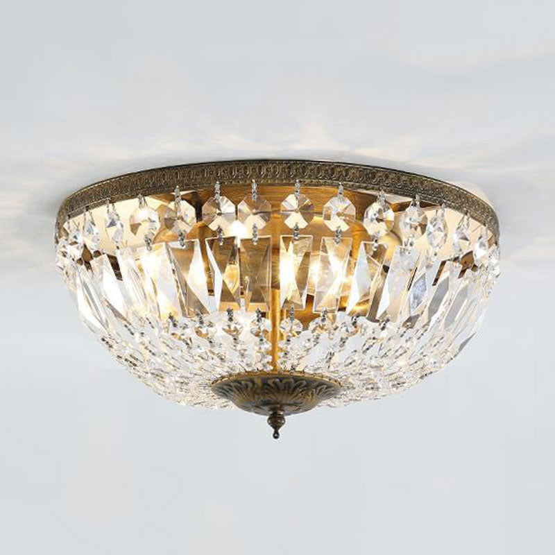 Crystal Strands Shade Flushmount Light Metal Finish Flush Mount Light