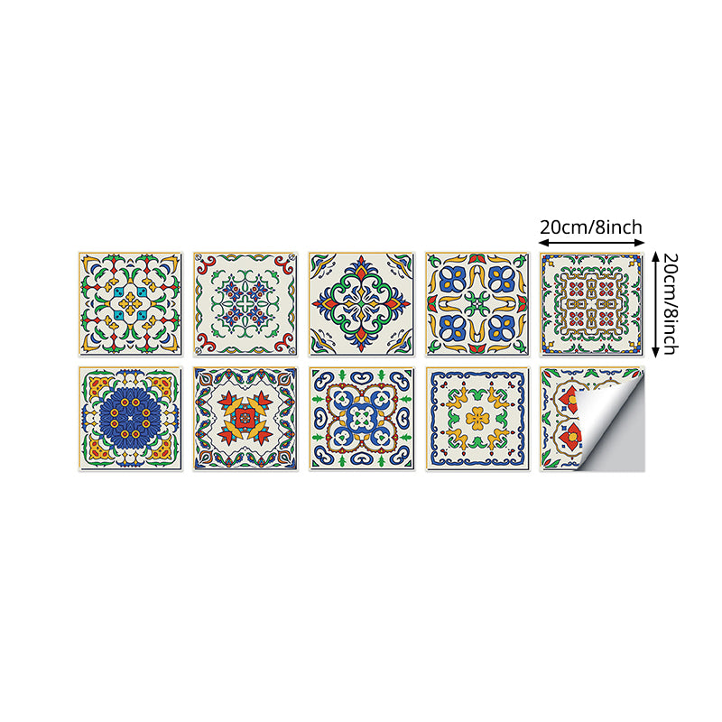 Self-Stick Tribal Pattern Wallpapers Bohemian PVC Wall Covering, 8.6-sq ft (20 Pcs)