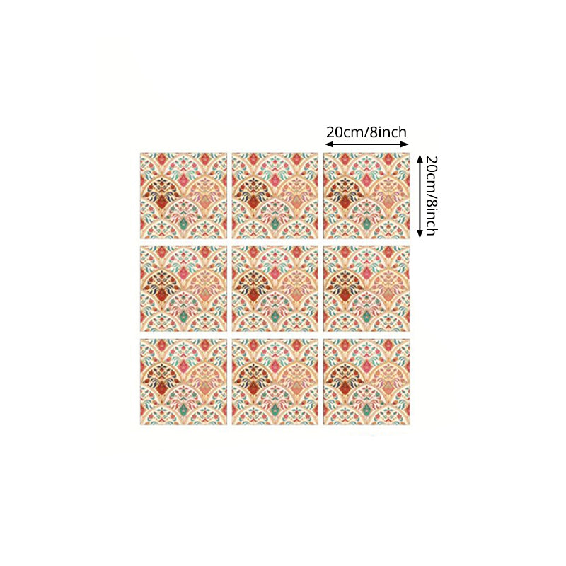 Orange-Blue Semicircle Wallpaper Panel Easy Peel off Bohemian Kitchen Wall Covering