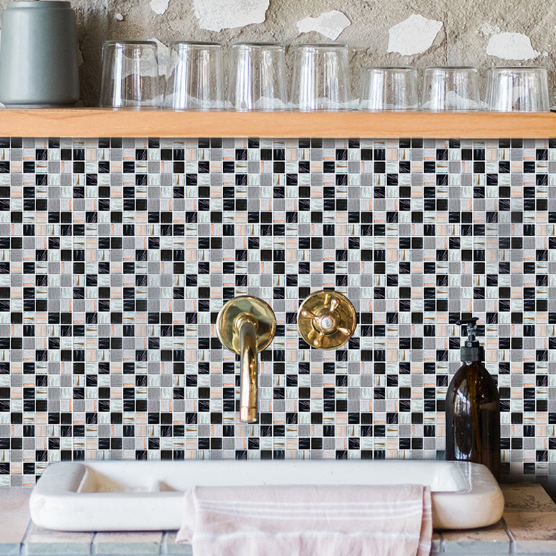 Self-Sticking Modern Mosaics Wallpapers Multicolored Faux Marble Tiles Wall Art for Kitchen