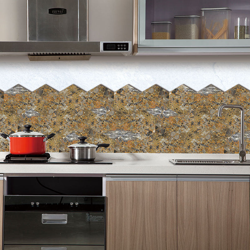 Brown Granite Wallpaper Panel Set Adhesive Modern Style Kitchen Wall Decor (10 Pcs)