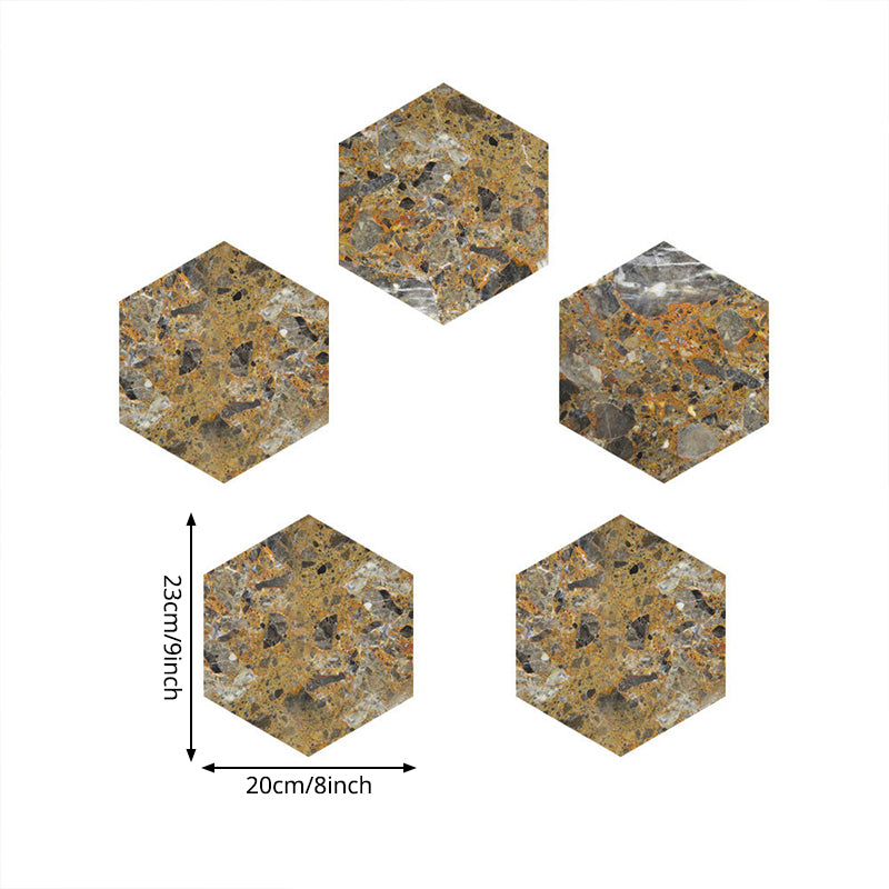 Brown Granite Wallpaper Panel Set Adhesive Modern Style Kitchen Wall Decor (10 Pcs)