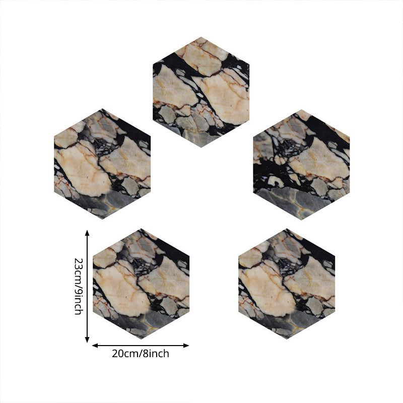 Black-Brown Tile Wallpaper Panel Marble Effect Modern Peel off Wall Art for Kitchen