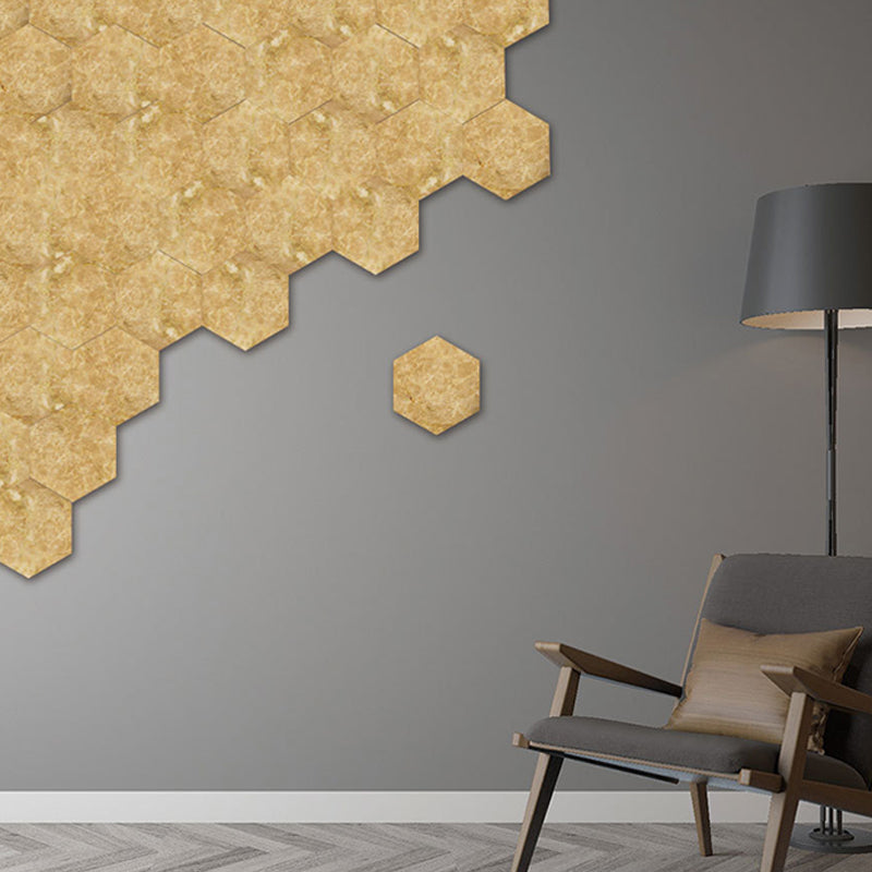 PVC Stick Wallpaper Panel Modern Marble Look Wall Covering in Yellow for Accent Wall