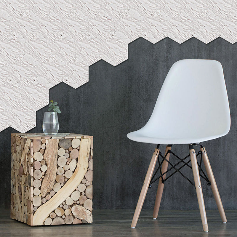 Contemporary Marble Look Wallpaper Panel for Living Room 5-sq ft Wall Art in Grey-White, Removable