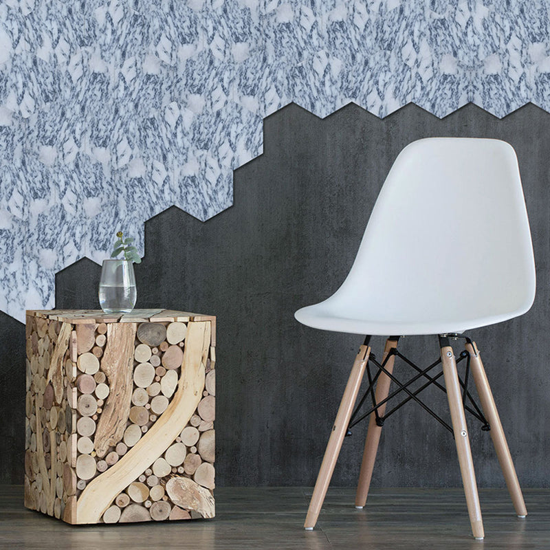 Marble Tile Pattern Wallpaper Panels Modern Stick On Kitchen Wall Art, 5-sq ft, Blue