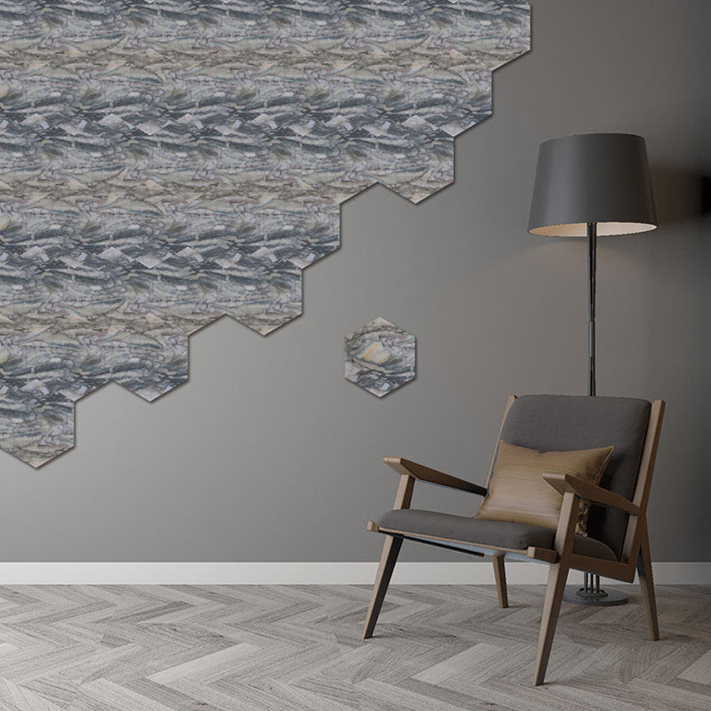 Grey Marble Effect Wallpaper Panel Set Peel and Paste Wall Covering for Living Room