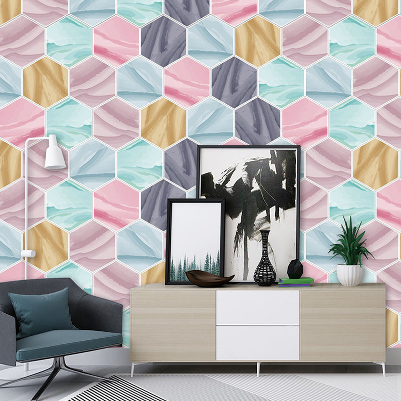 Modern Marble Veining Look Wallpapers Pink-Blue Peel and Stick Wall Art for Living Room