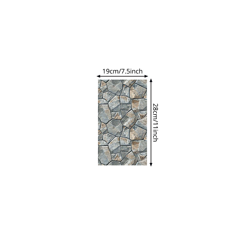 Textured-Look Stone Wallpaper Panel Industrial PVC Wall Decor in Grey, Self Adhesive