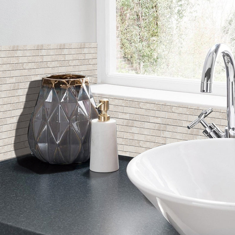 Beige Ceramics Brick Wallpaper Panels Peel and Stick Wall Covering for Dining Room