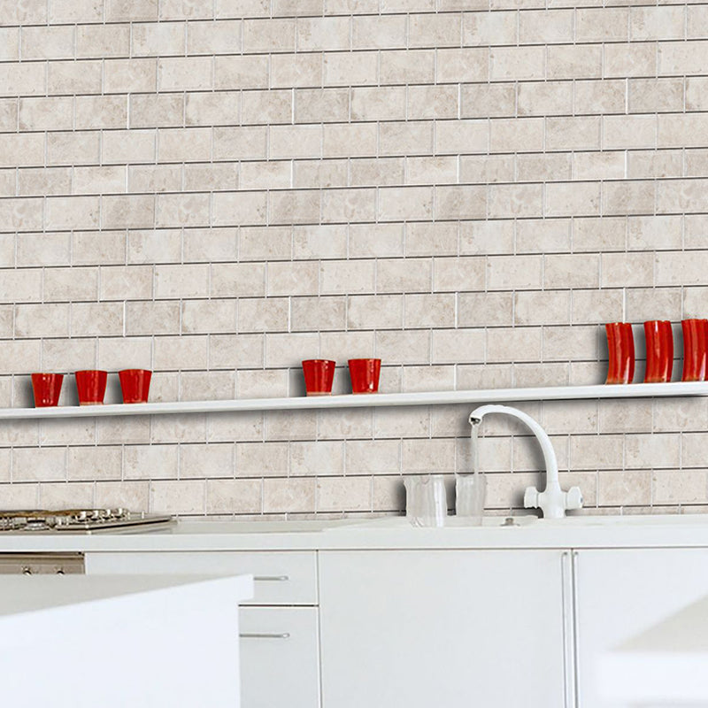 Beige Ceramics Brick Wallpaper Panels Peel and Stick Wall Covering for Dining Room