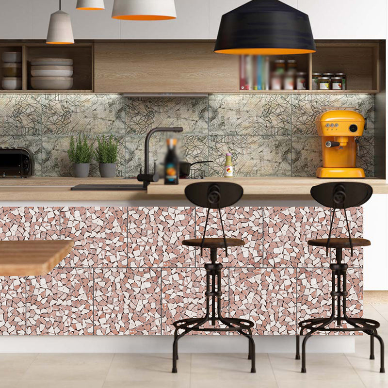 Red-White Rocks Wallpaper Panel Peel off Modern Style Kitchen Wall Decor, 11' L x 11" W