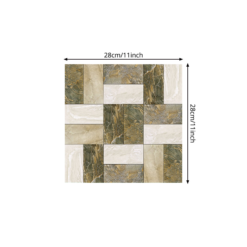 Marble Patchwork Wallpaper Panels Green-White Modern Wall Art for Living Room, Stick On
