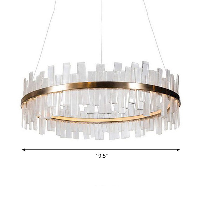 1/2 Lights Living Room Chandelier Lighting with Drum Crystal Shade Post Modern Gold LED Suspension Pendant