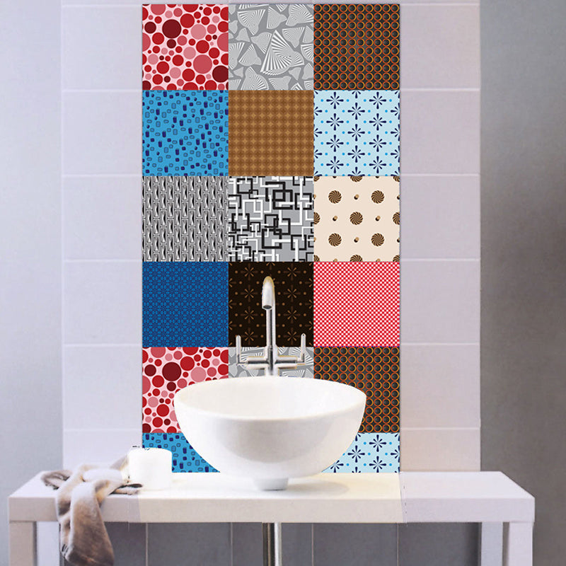 Assorted Abstract Pattern Wallpaper Panel Red-Yellow-Blue Modern Wall Decor for Bath, Easy to Remove