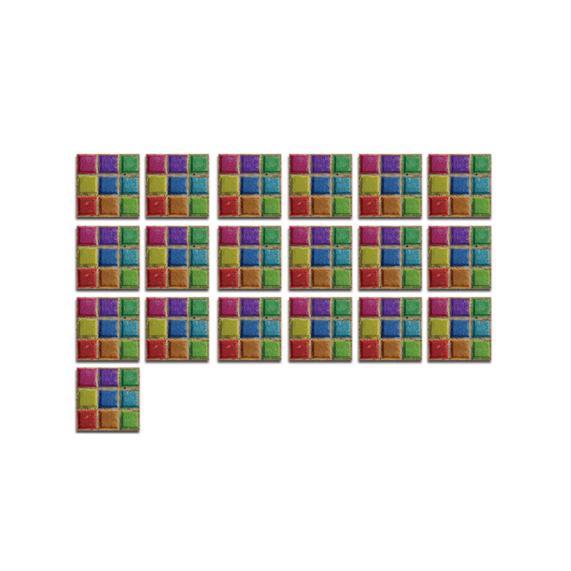 Colorful Faux Tiles Wallpaper Panels Bathroom Mosaic Effect Stick On Wall Decor, 4.1-sq ft