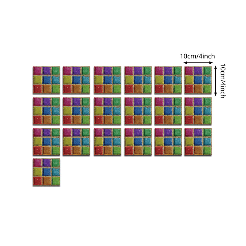 Colorful Faux Tiles Wallpaper Panels Bathroom Mosaic Effect Stick On Wall Decor, 4.1-sq ft