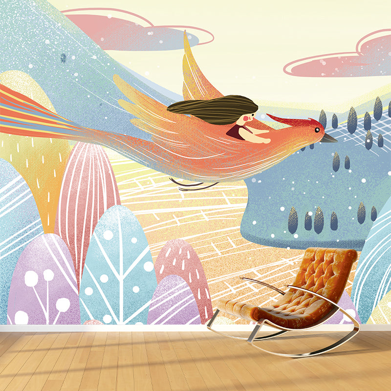 Girls Trip with Phoenix Mural Childrens Art Moisture Resistant Bedroom Wall Decor, Optional Size