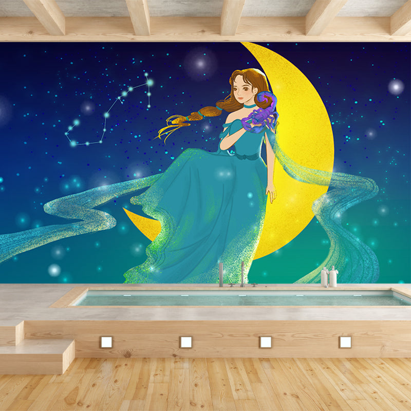 Kids Constellation Scorpio Wall Mural Aqua Waterproof Wall Decor for Girls Bedroom