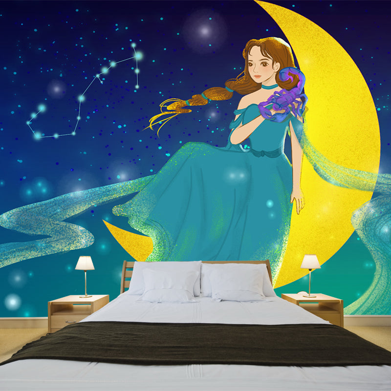 Kids Constellation Scorpio Wall Mural Aqua Waterproof Wall Decor for Girls Bedroom