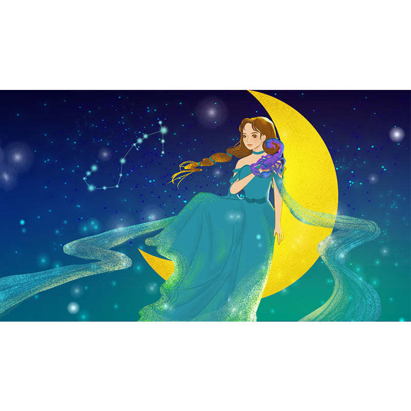 Kids Constellation Scorpio Wall Mural Aqua Waterproof Wall Decor for Girls Bedroom