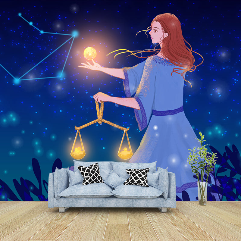 Blue Libra Constellation Mural Decal Fairy Childrens Art Water Resistant Wall Art