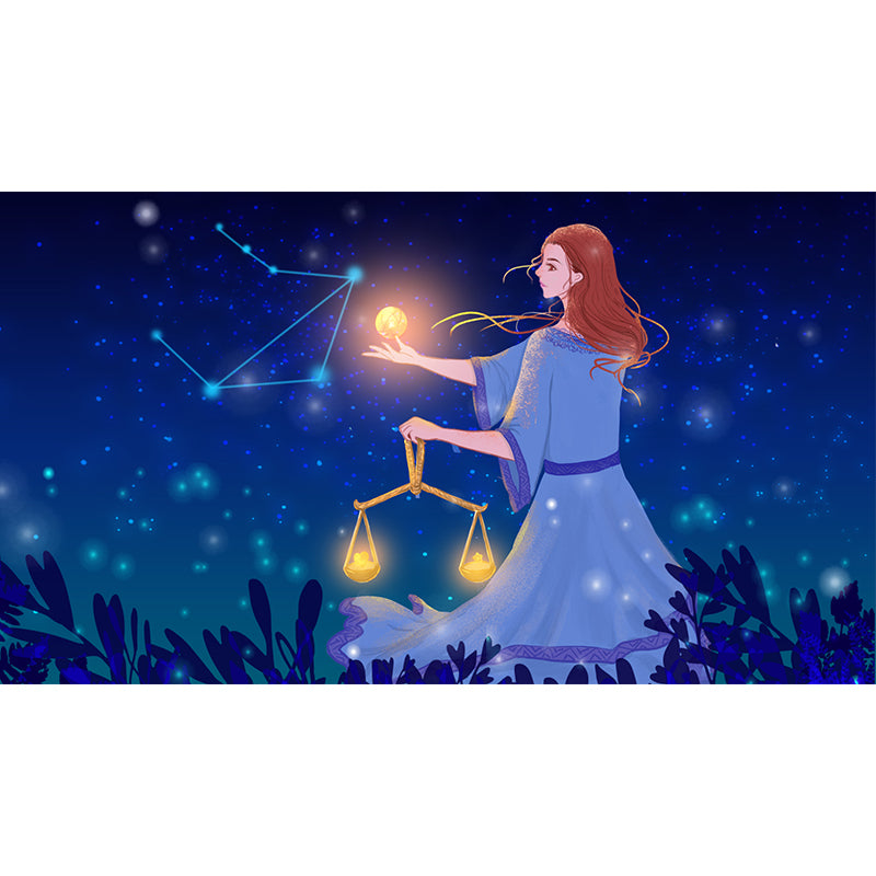 Blue Libra Constellation Mural Decal Fairy Childrens Art Water Resistant Wall Art