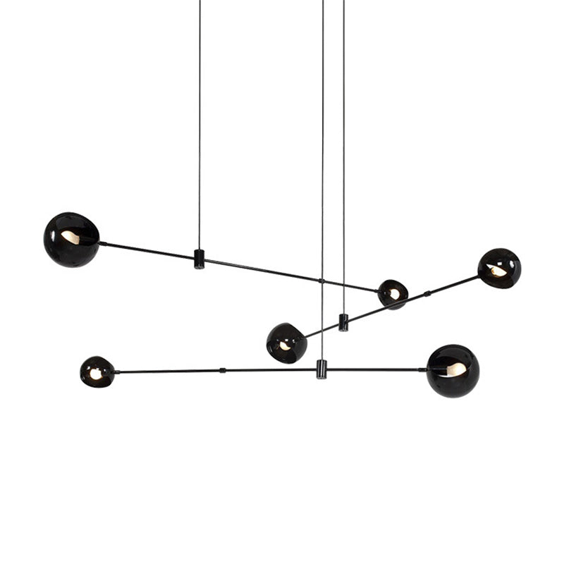 Molécule contemporain pendentif éclair fonte 6 têtes de lustre de chambre à coucher noir