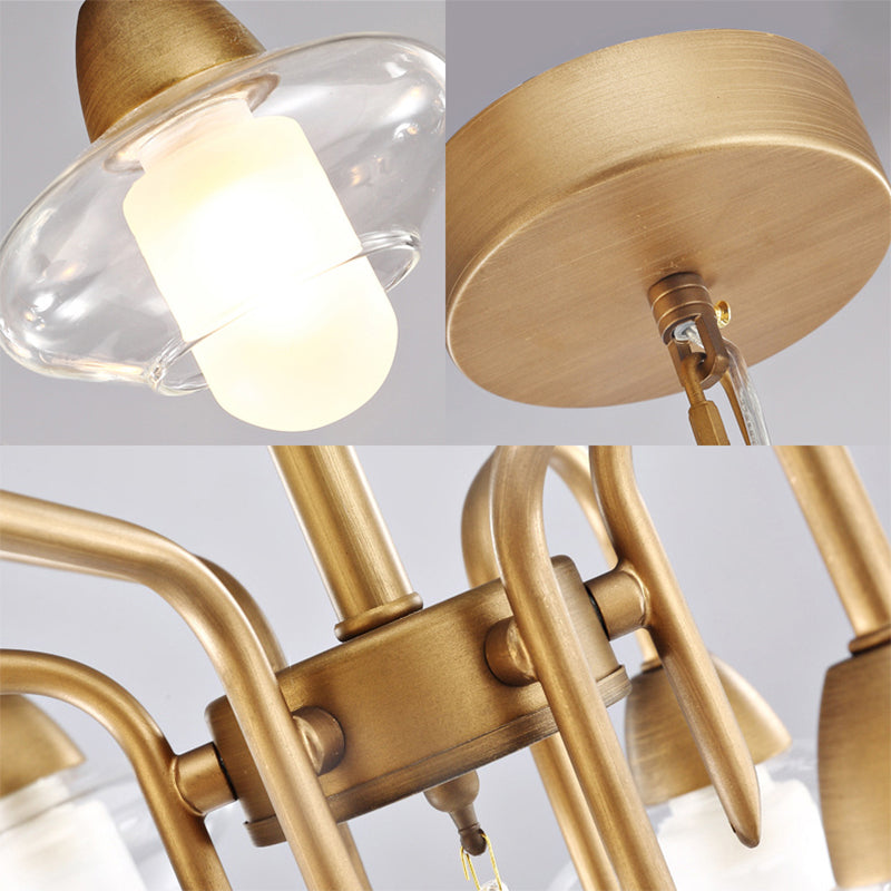 Lustre en verre givré elliptique lustre moderne 6-Light Room Pendant Lighting