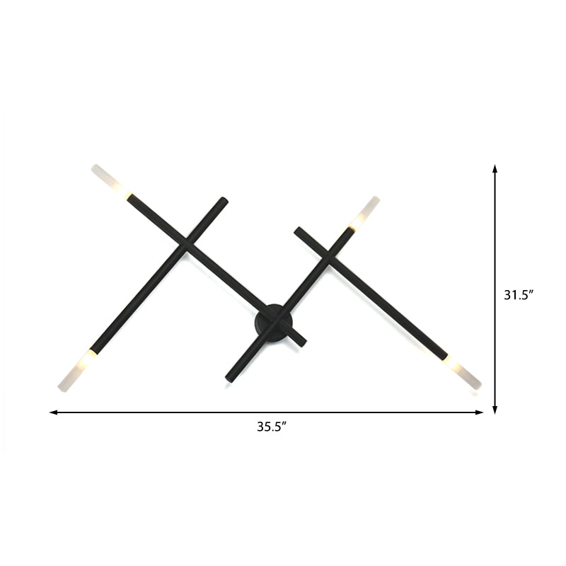 Finition noire Appiculture murale linéaire avec forme de métal industriel 4 lumières Light Salon Mouin Moup de salon