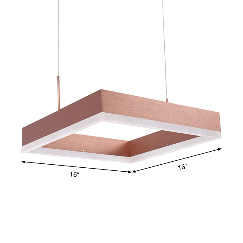 1/2/3-Light Bedroom Chandelier with Square Acrylic Shade Rose Gold Ceiling Pendant in Warm/White/Natural Light