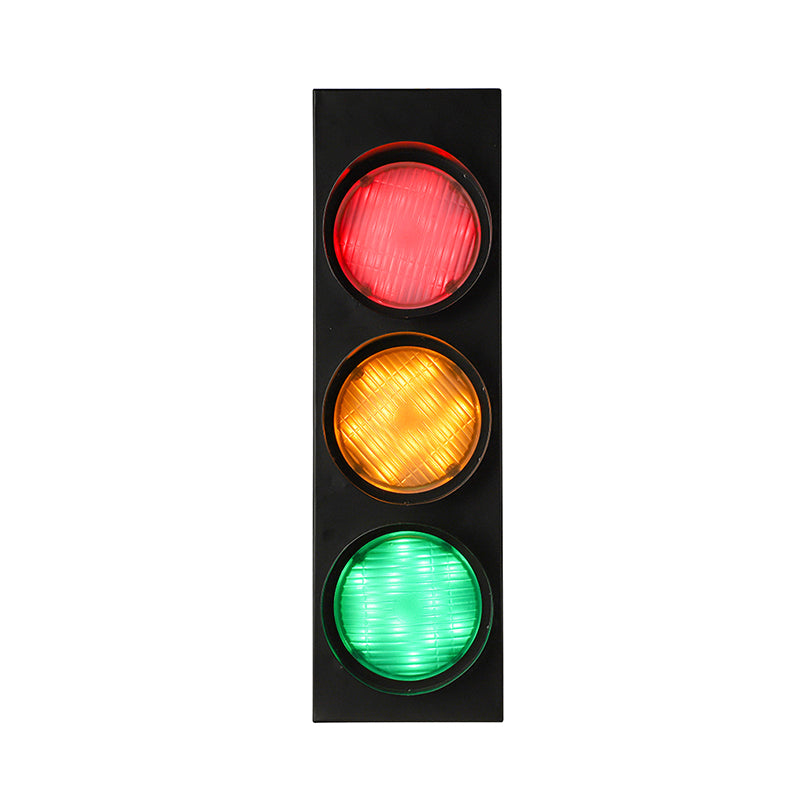 Creative Traffic Light Wall Mount Light 3 Lights Industrial LED Wall Lighting in Black for Bar