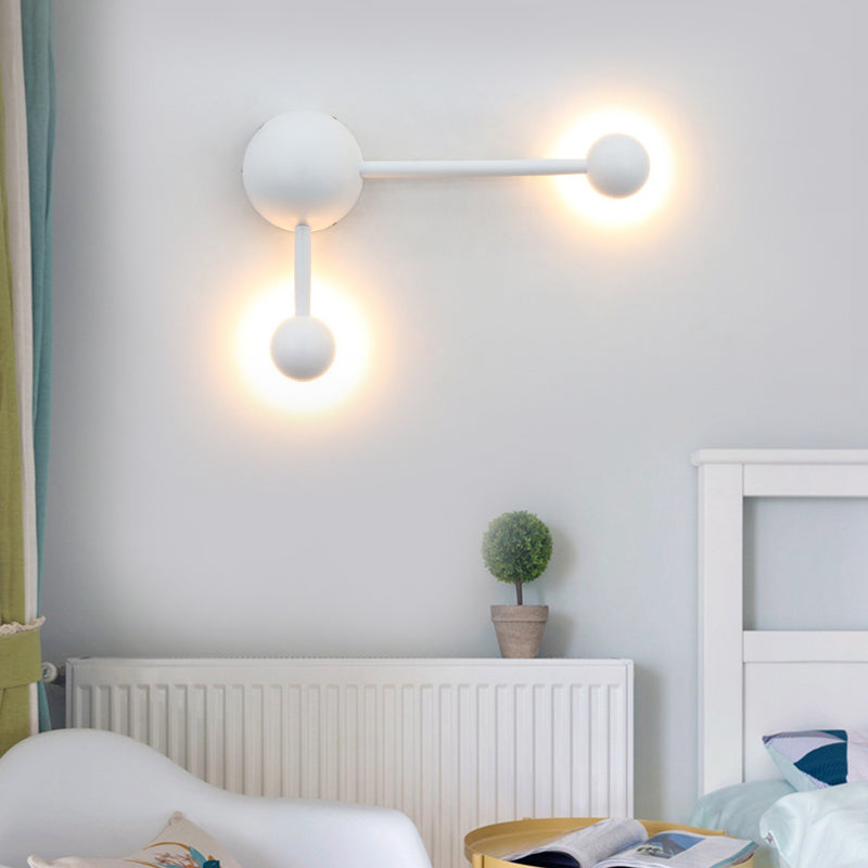 1/2 Lights Bedroom Wall Sconce with Molecular Acrylic Shade White Reading Wall Lamp in Warm/White Light
