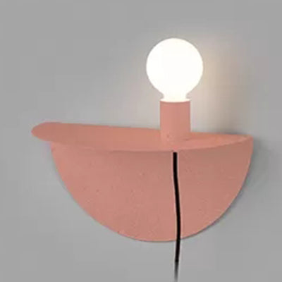 Open Bulb Kids Bedroom Wall Light with Half-Circle Metal 1 Light Nordic Style Sconce Light