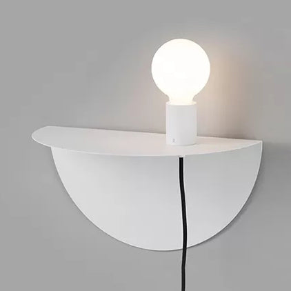 Open Bulb Kids Bedroom Wall Light with Half-Circle Metal 1 Light Nordic Style Sconce Light