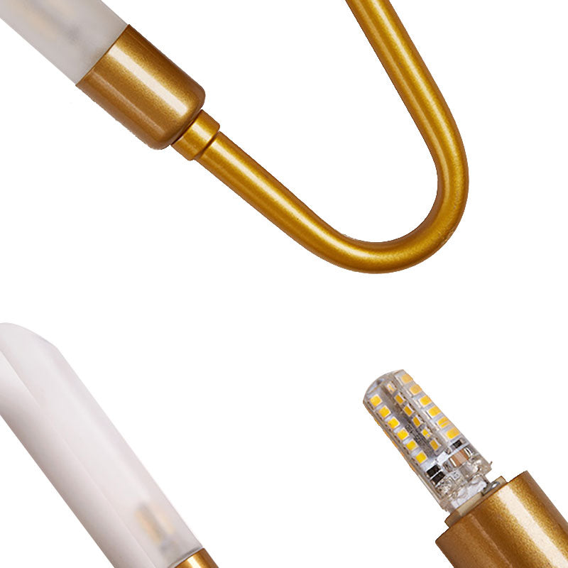 Black/Gold Finish Tube Wall Light 2 Head Post Modern Frosted Glass Wall Lamp for Living Room