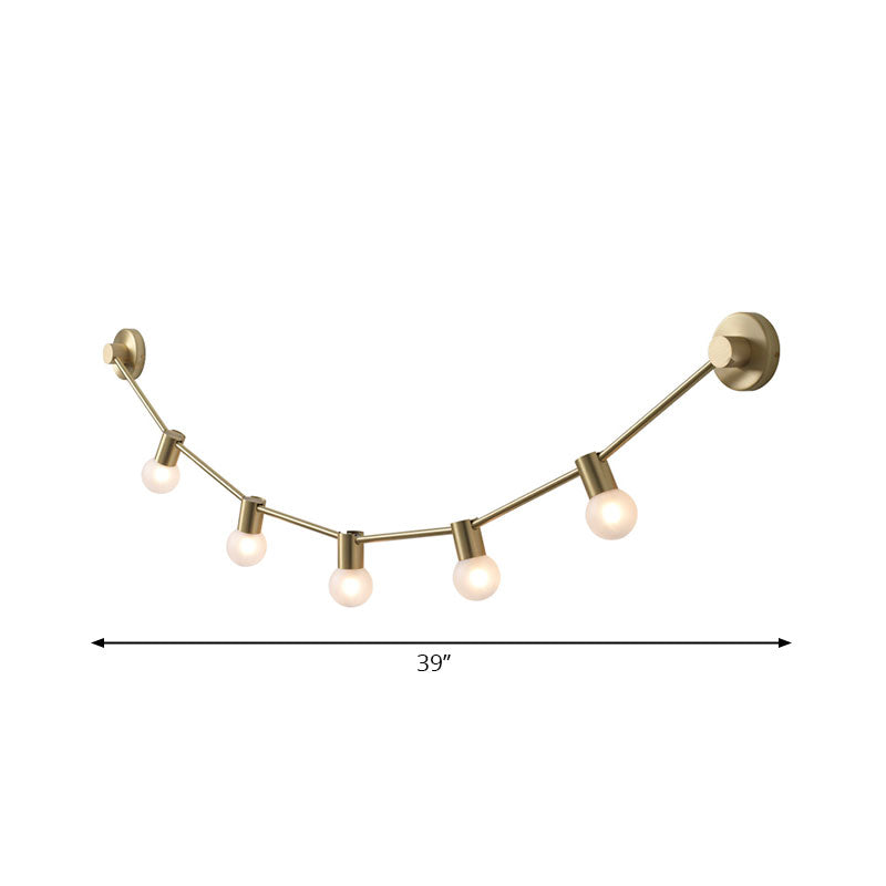 Gefrertete Glasblasenmauer Licht 5-Licht nach moderne Wandmontagelampe in Gold