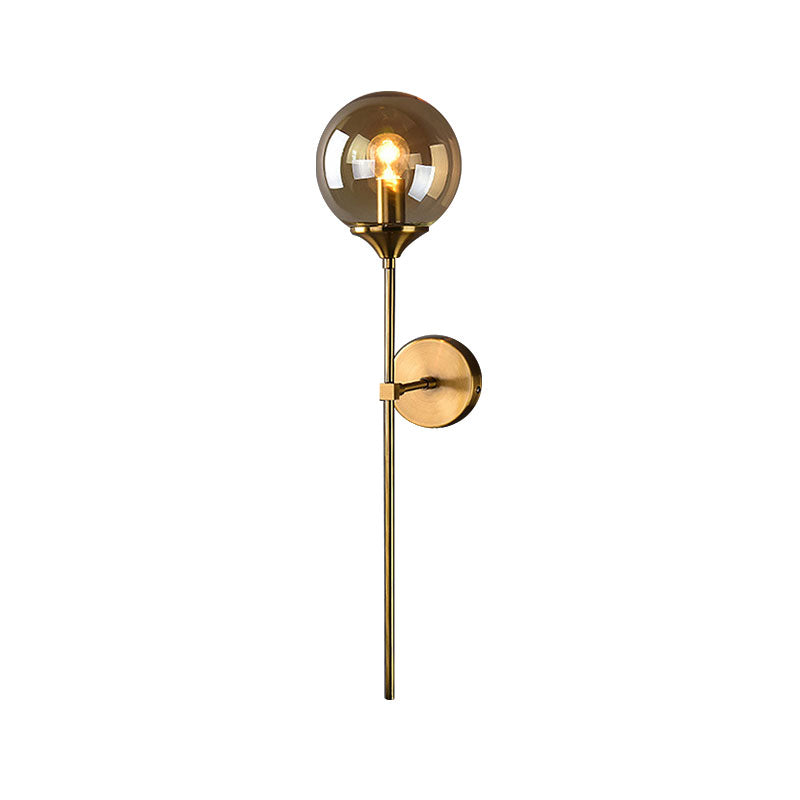 Klar/Rauch/Bernsteinglas runde Wandlampe Moderne 1 leichte Wandmontage in Gold für Wohnzimmer
