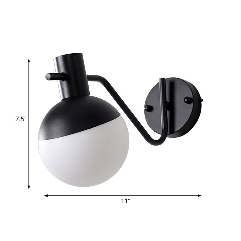 1 Light Living Room Sconce Light with Global Milk Glass Shade Modern Gold Wall Mount Light