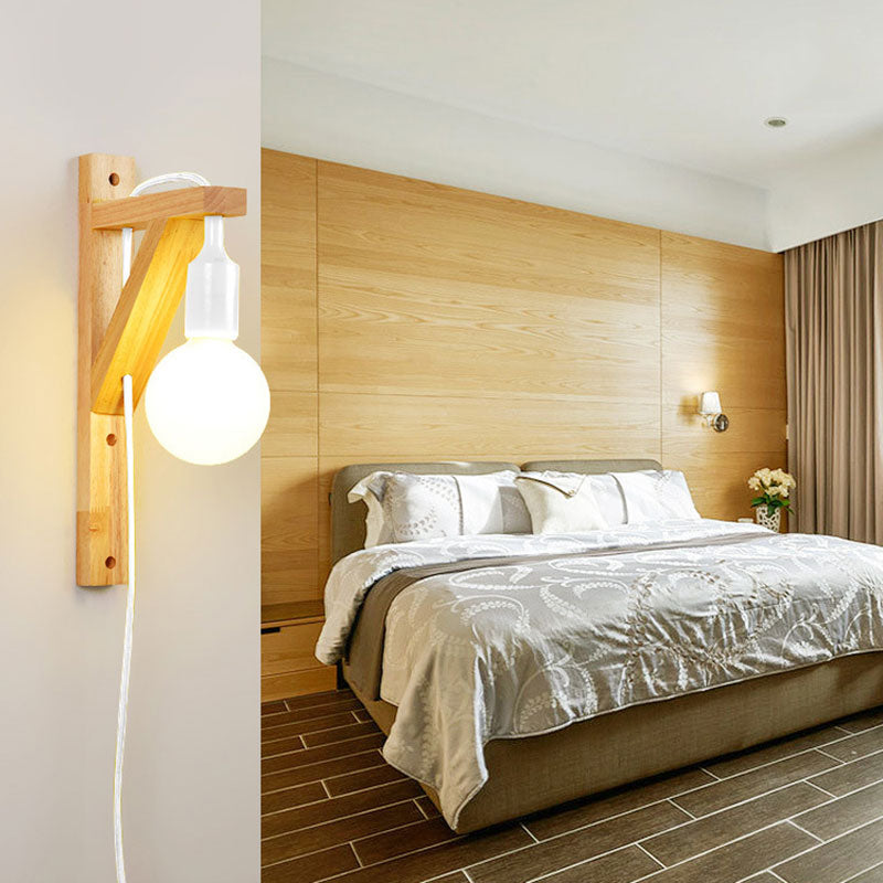 Blootgestelde lamp houten hangende wand sconce 1 licht nat Noordse wandlamp in meerdere kleuren