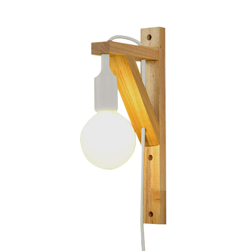 Blootgestelde lamp houten hangende wand sconce 1 licht nat Noordse wandlamp in meerdere kleuren